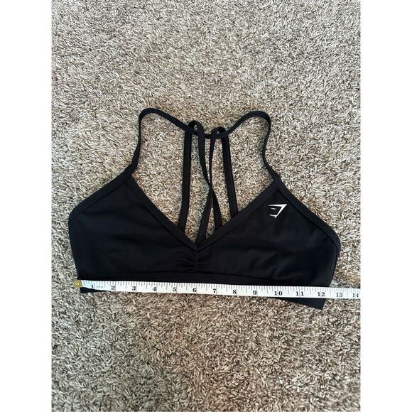 gymshark minimal sports bra M low cut open strappy back light support black - Picture 4 of 6